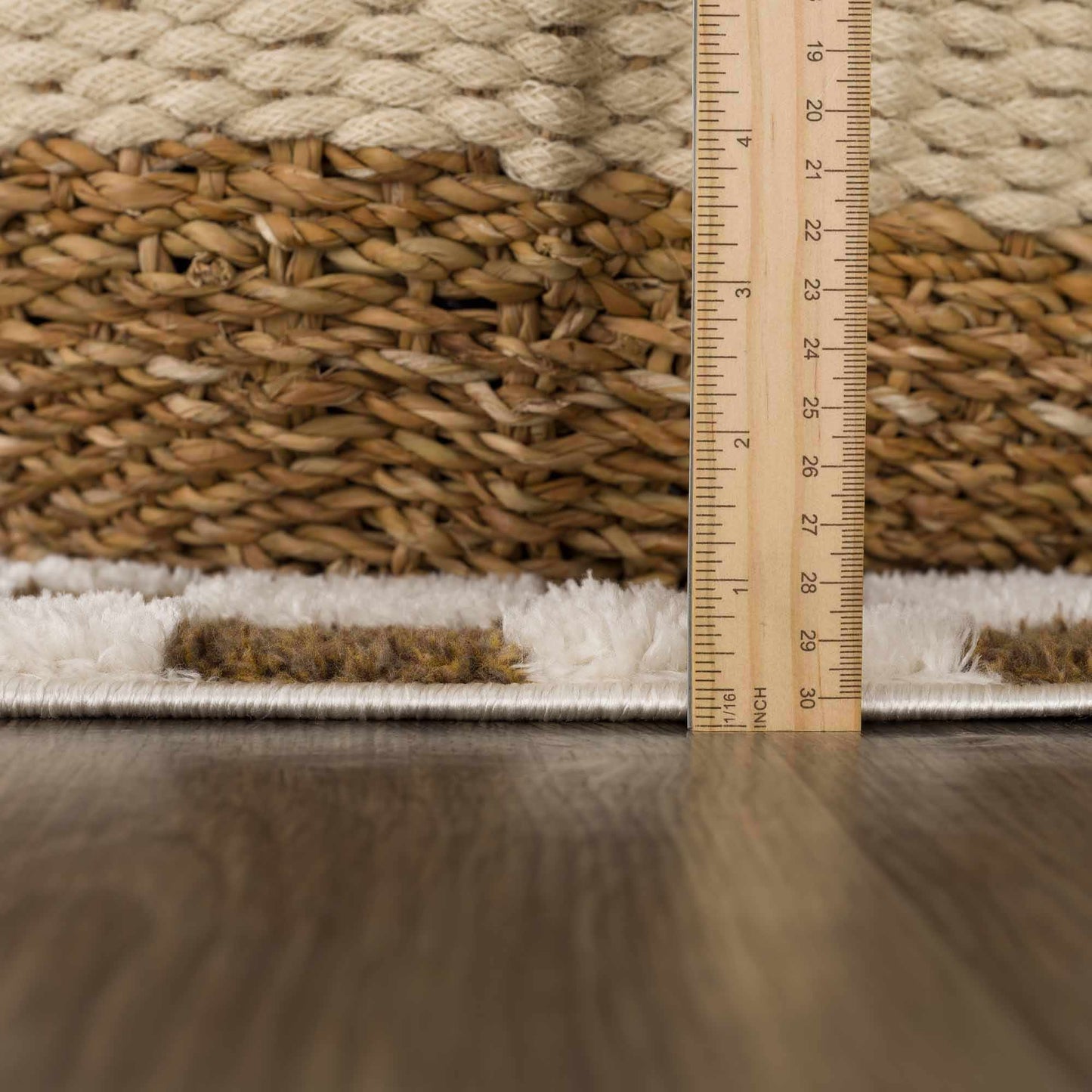 Lajos Brown Checkered Shag Rug - Quahog Bay Bedding