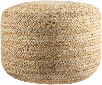 Lavertezzo Brick Red Knitted Beige Cotton Pouf - Quahog Bay Bedding