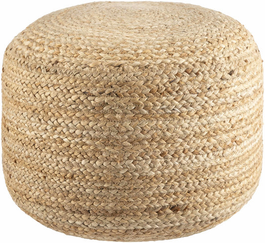 Lavertezzo Brick Red Knitted Beige Cotton Pouf - Quahog Bay Bedding
