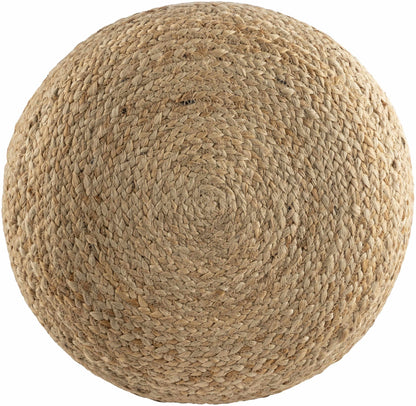 Lavertezzo Brick Red Knitted Beige Cotton Pouf - Quahog Bay Bedding