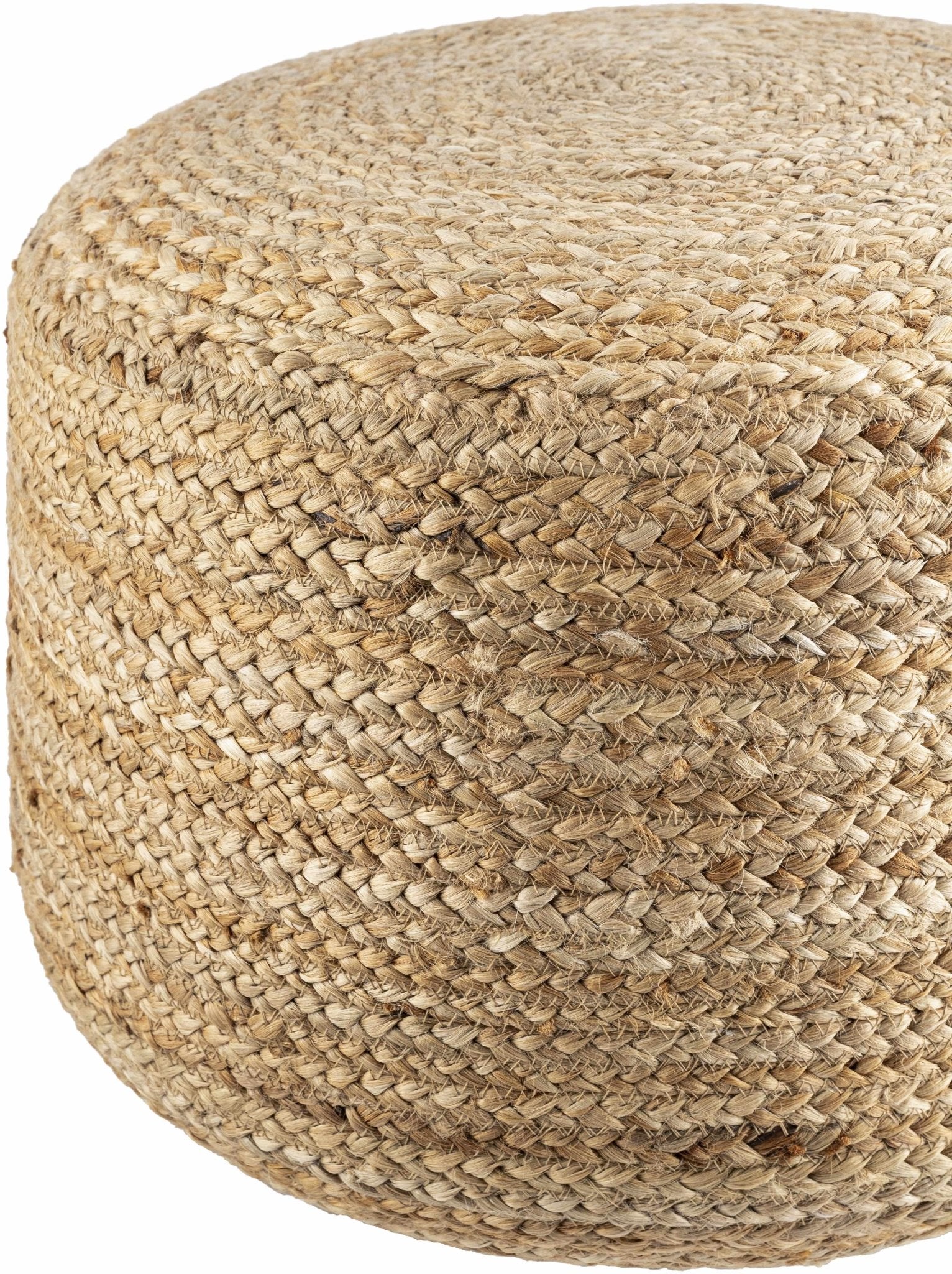 Lavertezzo Brick Red Knitted Beige Cotton Pouf - Quahog Bay Bedding