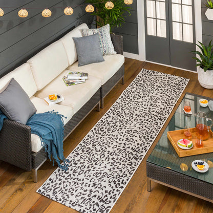 Alderbury White Leopard Print Rug
