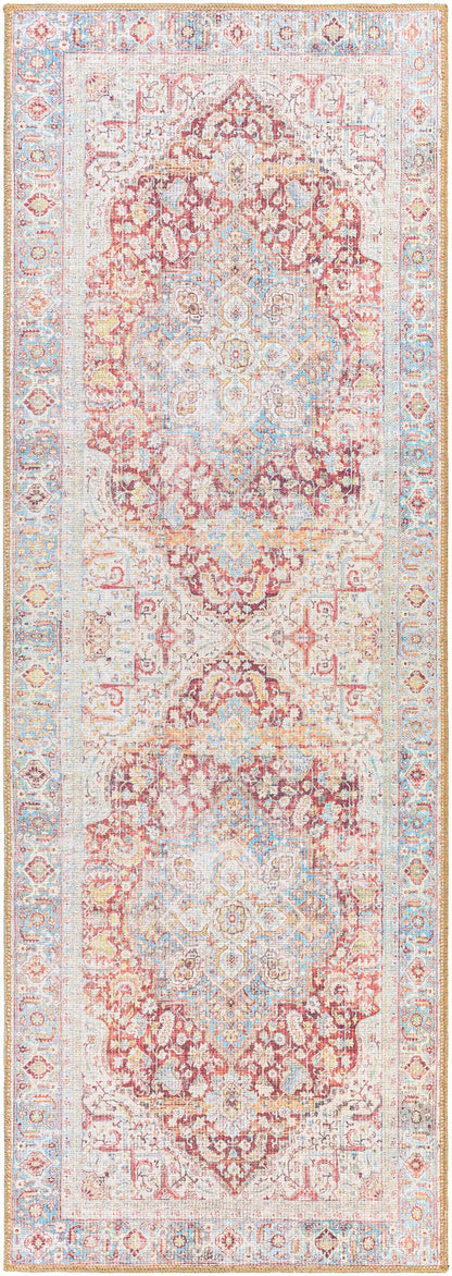 Cream Rust Leeston Washable Rug - Clearance