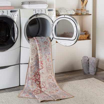 Cream Rust Leeston Washable Rug - Clearance