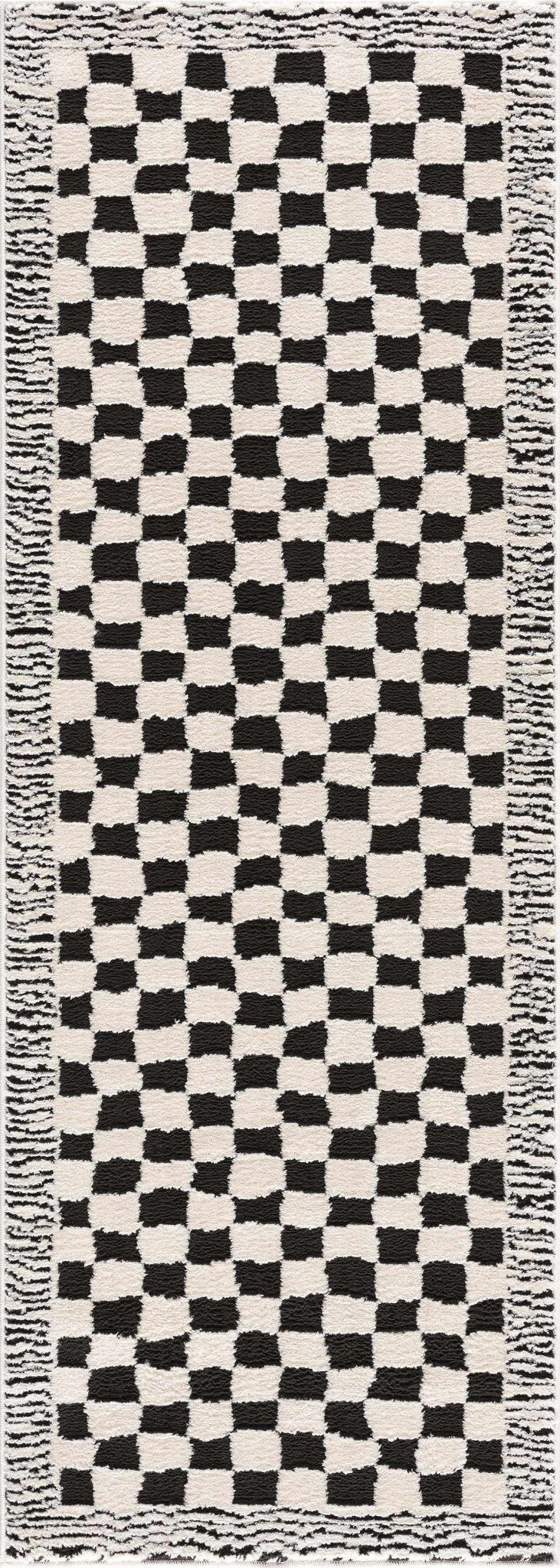 Leryn Black & White Checkered Area Rug - Quahog Bay Bedding