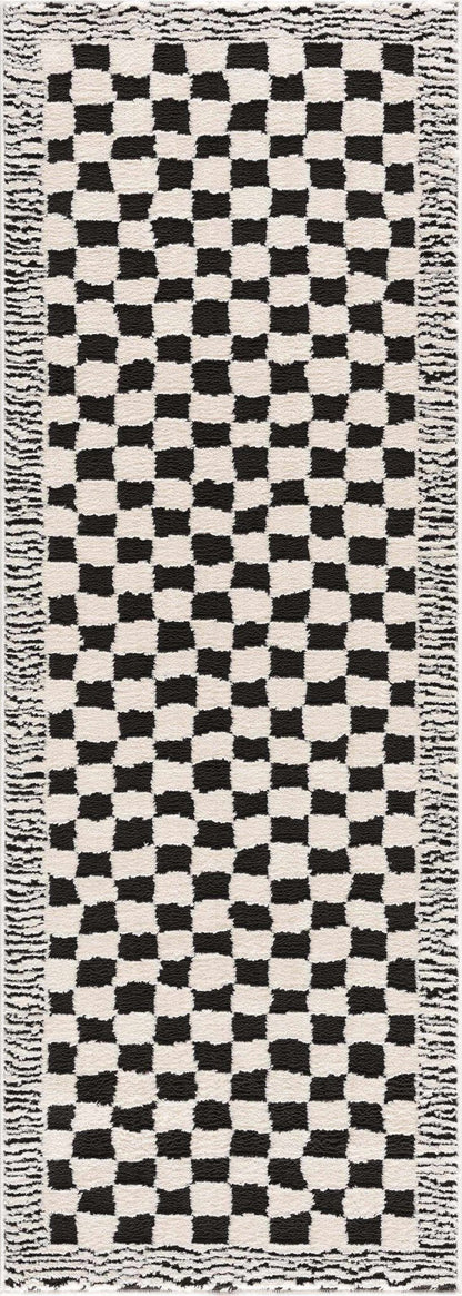 Leryn Black & White Checkered Area Rug - Quahog Bay Bedding