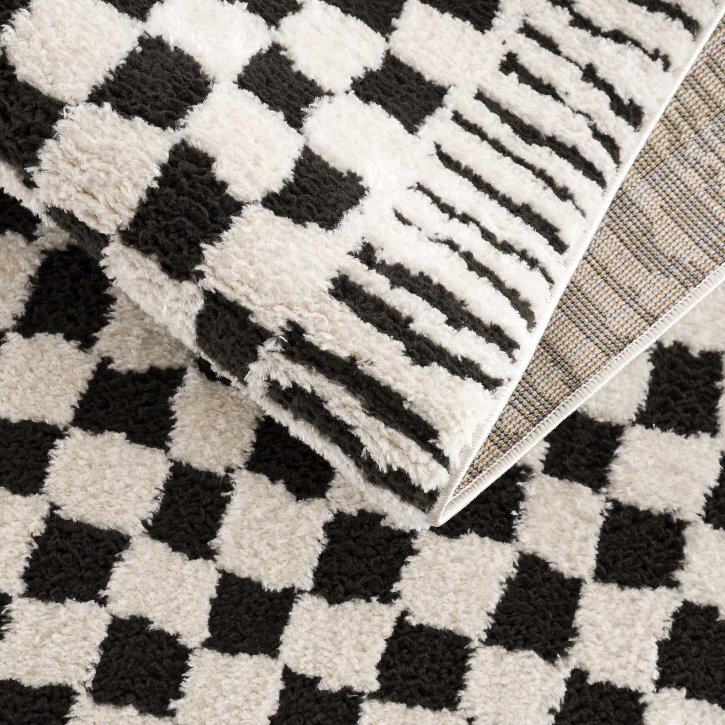 Leryn Black & White Checkered Area Rug - Quahog Bay Bedding