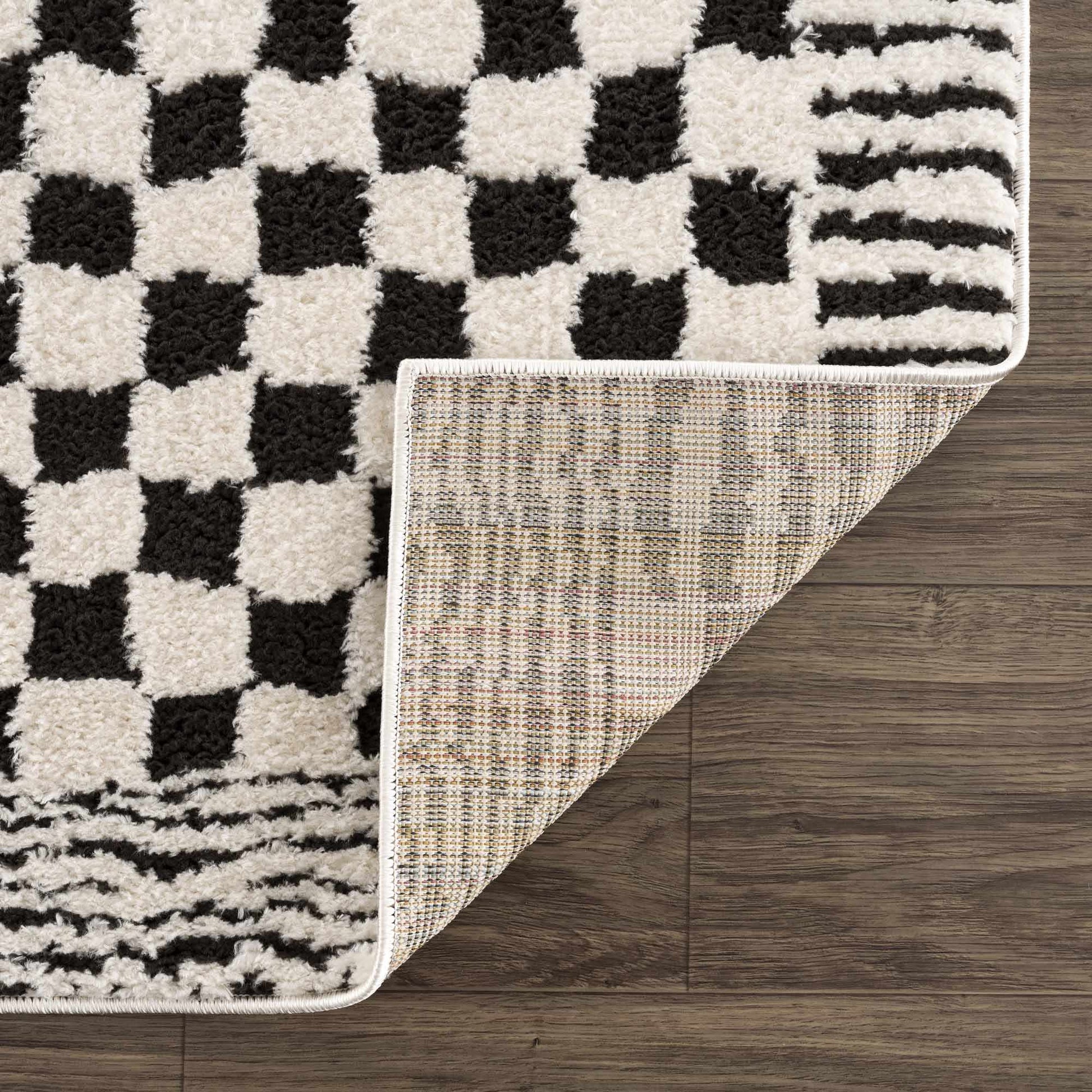 Leryn Black & White Checkered Area Rug - Quahog Bay Bedding