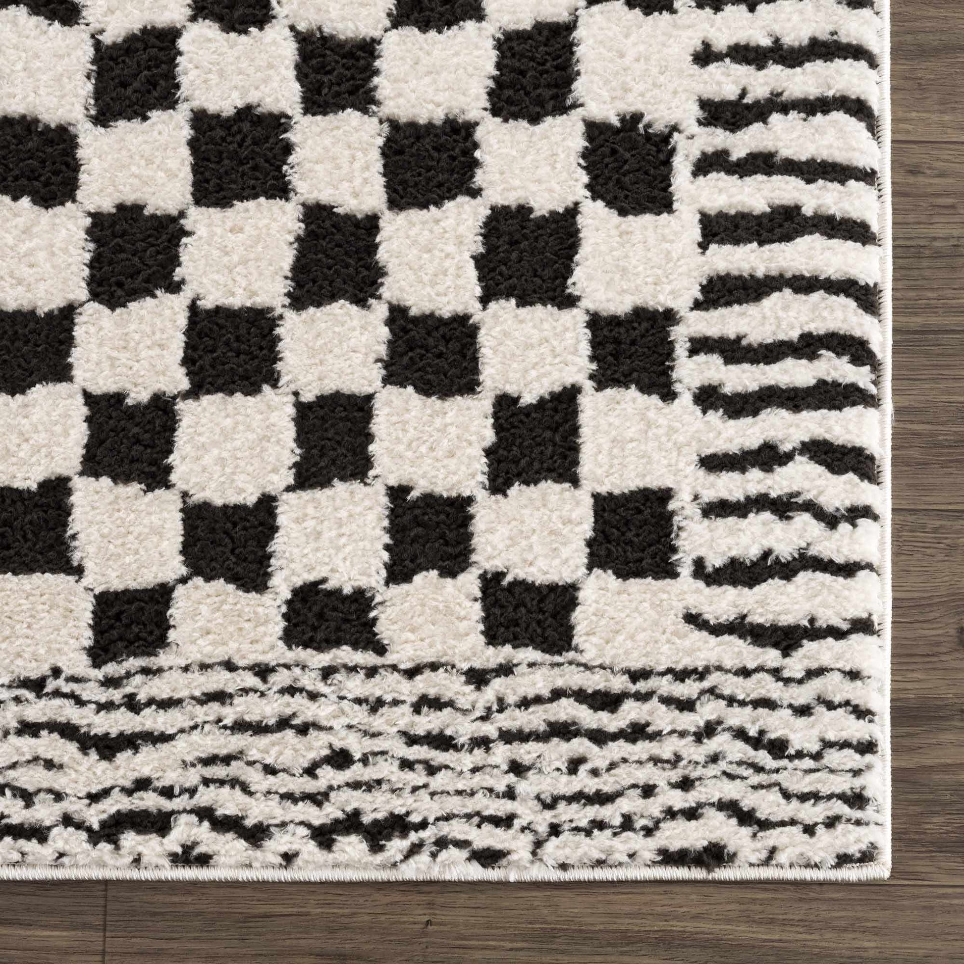 Leryn Black & White Checkered Area Rug - Quahog Bay Bedding