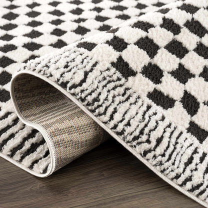 Leryn Black & White Checkered Area Rug - Quahog Bay Bedding