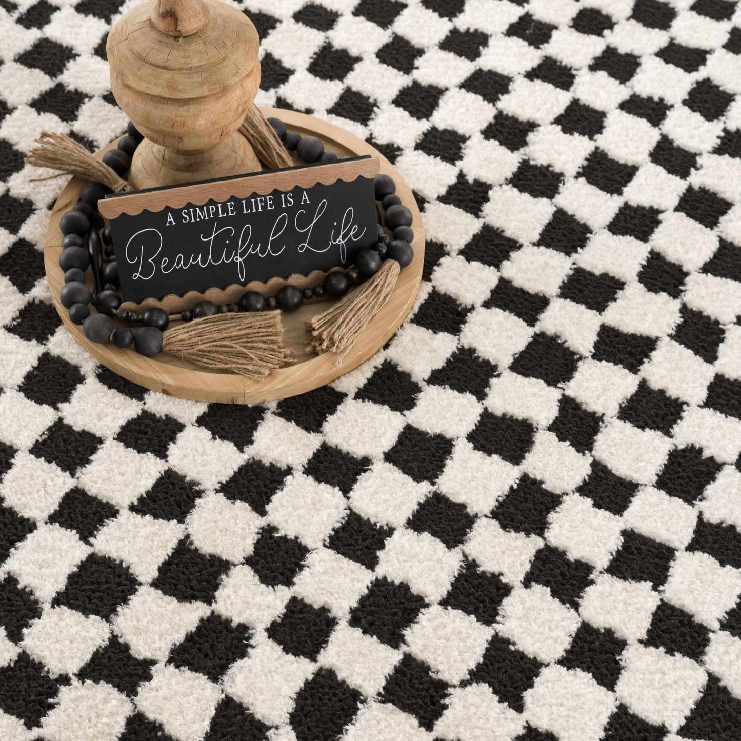 Leryn Black & White Checkered Area Rug - Quahog Bay Bedding