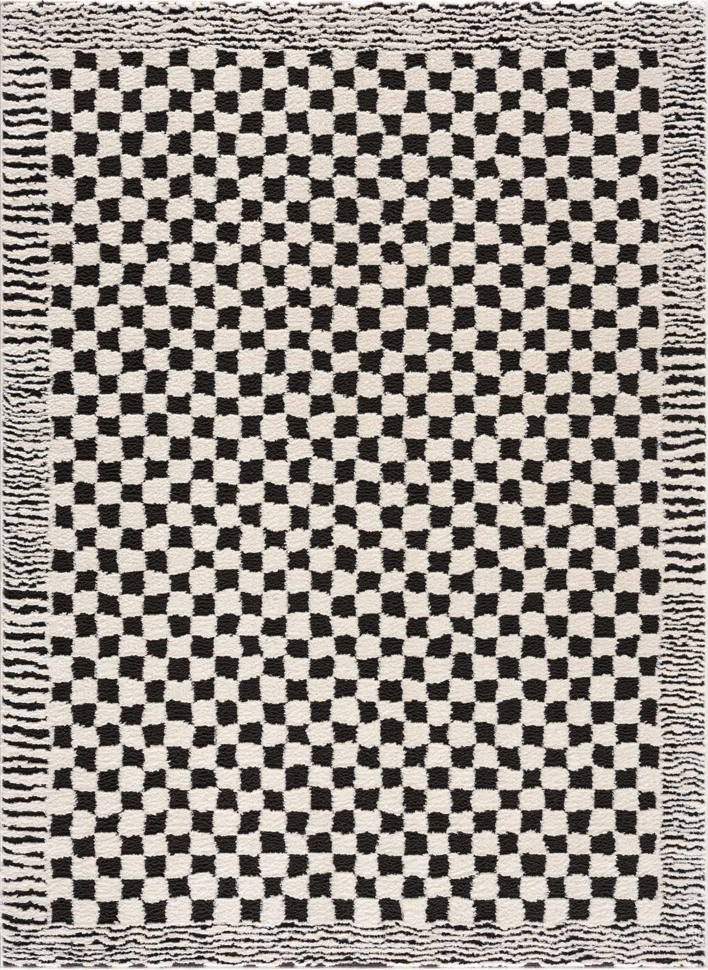 Leryn Black & White Checkered Area Rug - Quahog Bay Bedding