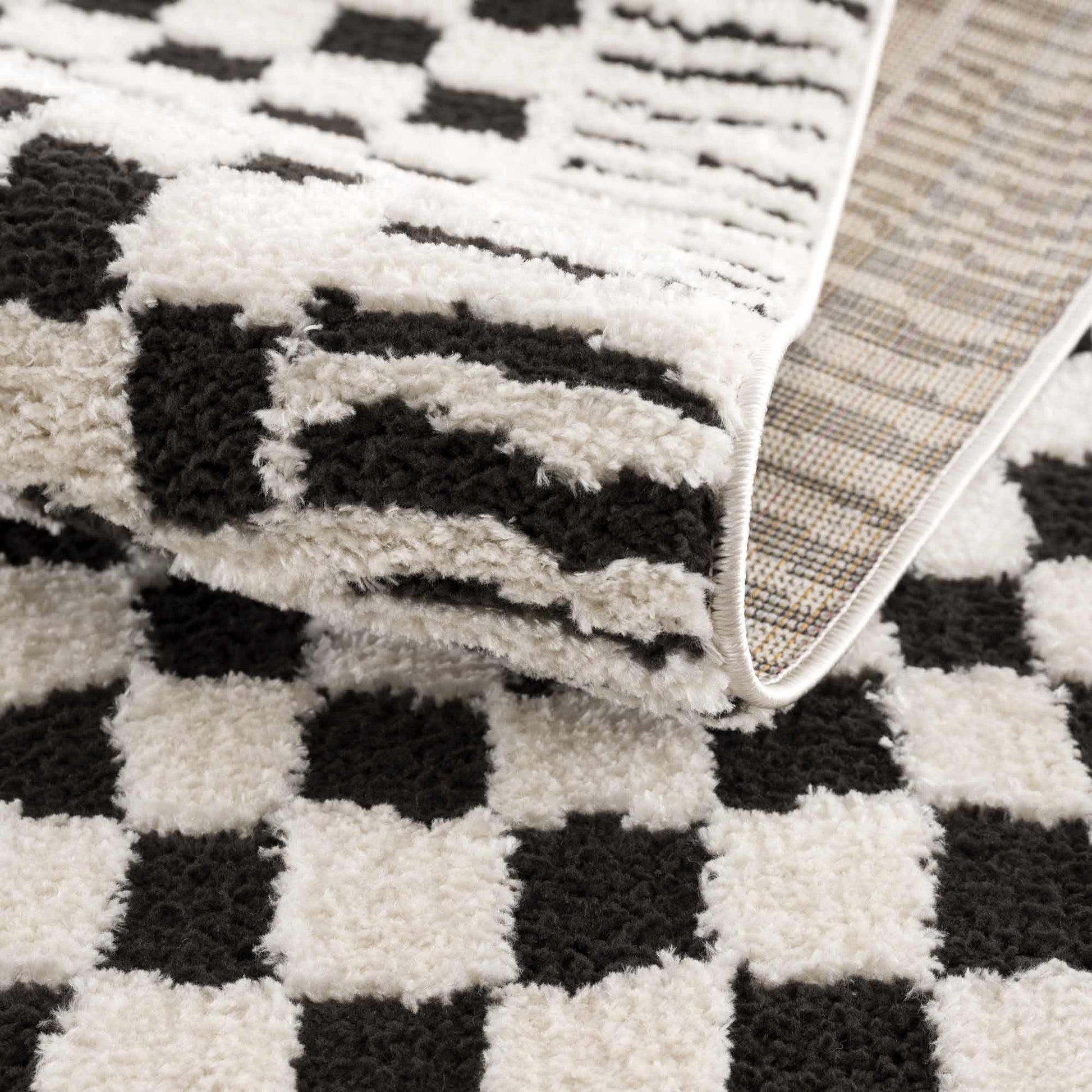 Leryn Black & White Checkered Area Rug - Quahog Bay Bedding