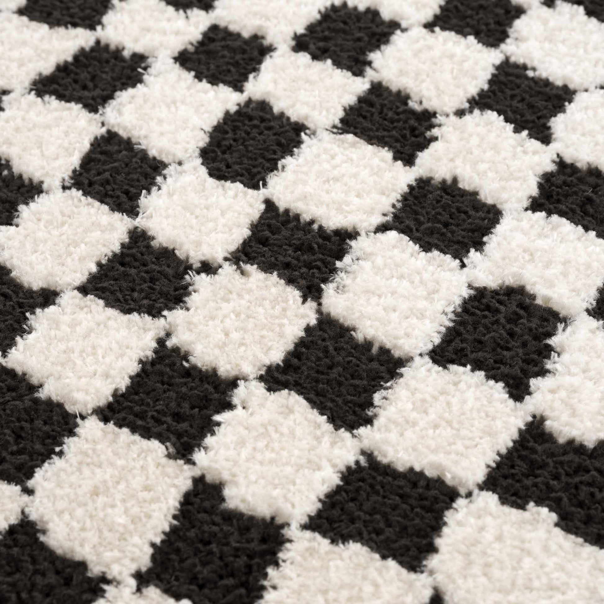 Leryn Black & White Checkered Area Rug - Quahog Bay Bedding