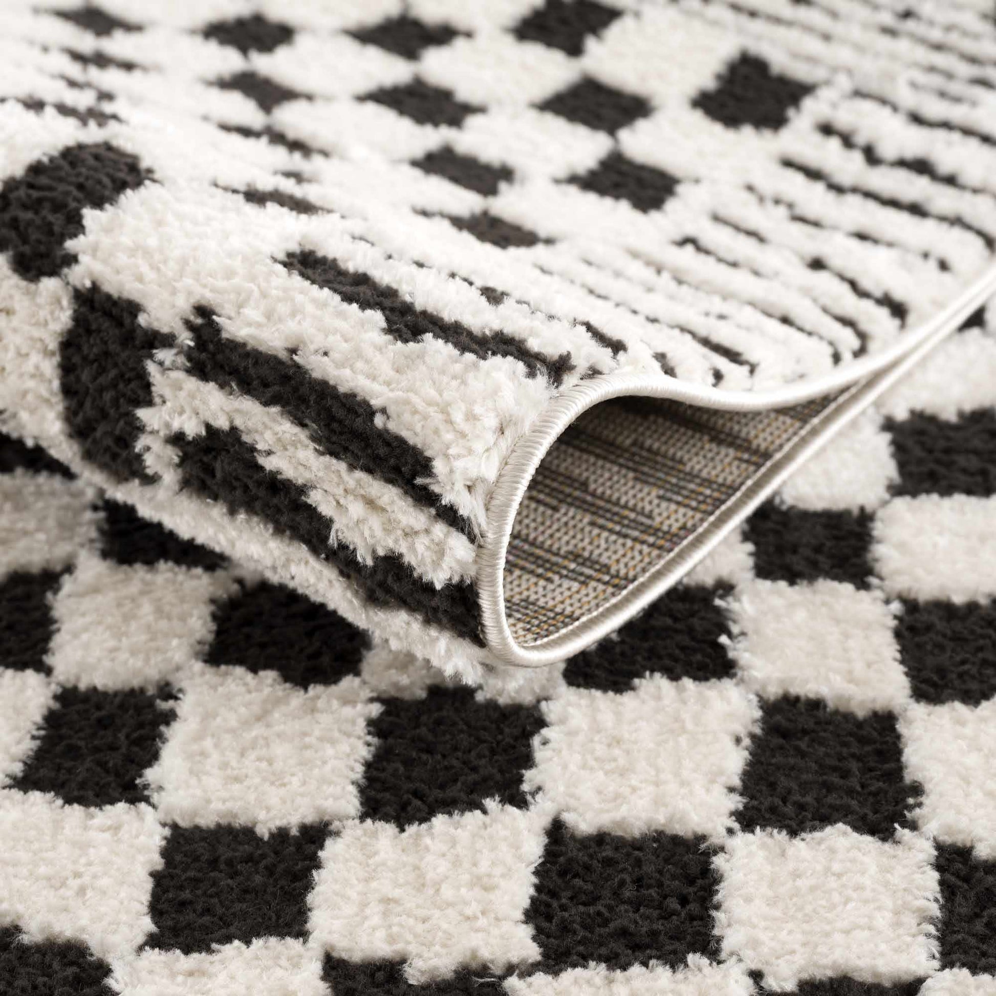 Leryn Black & White Checkered Area Rug - Quahog Bay Bedding