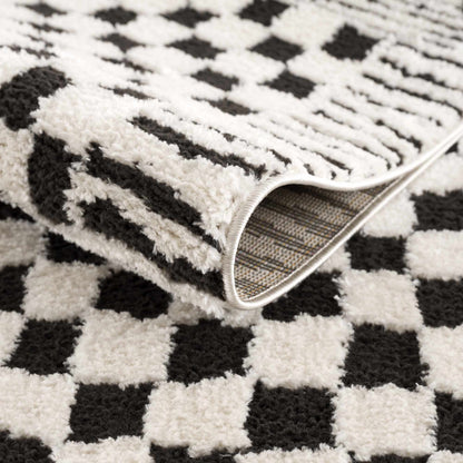 Leryn Black & White Checkered Area Rug - Quahog Bay Bedding
