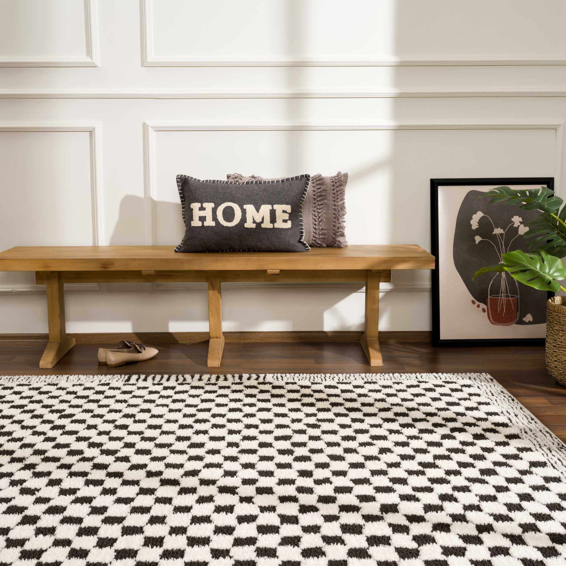 Leryn Black & White Checkered Area Rug - Quahog Bay Bedding