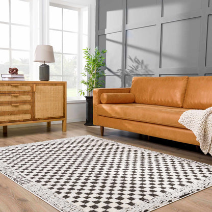 Leryn Black & White Checkered Area Rug - Quahog Bay Bedding