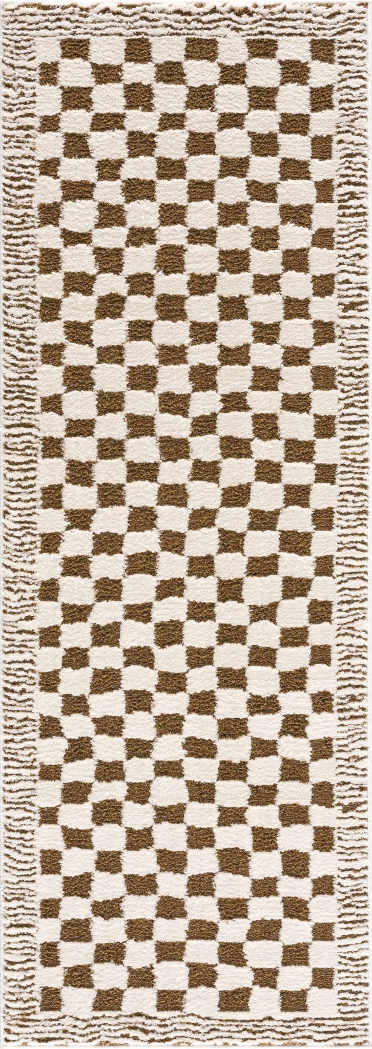 Leryn Brown Checkered Plush Rug - Quahog Bay Bedding