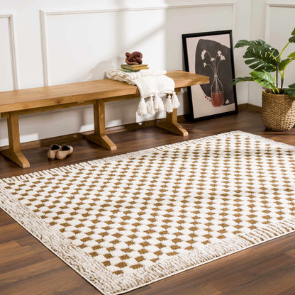 Leryn Brown Checkered Plush Rug - Quahog Bay Bedding