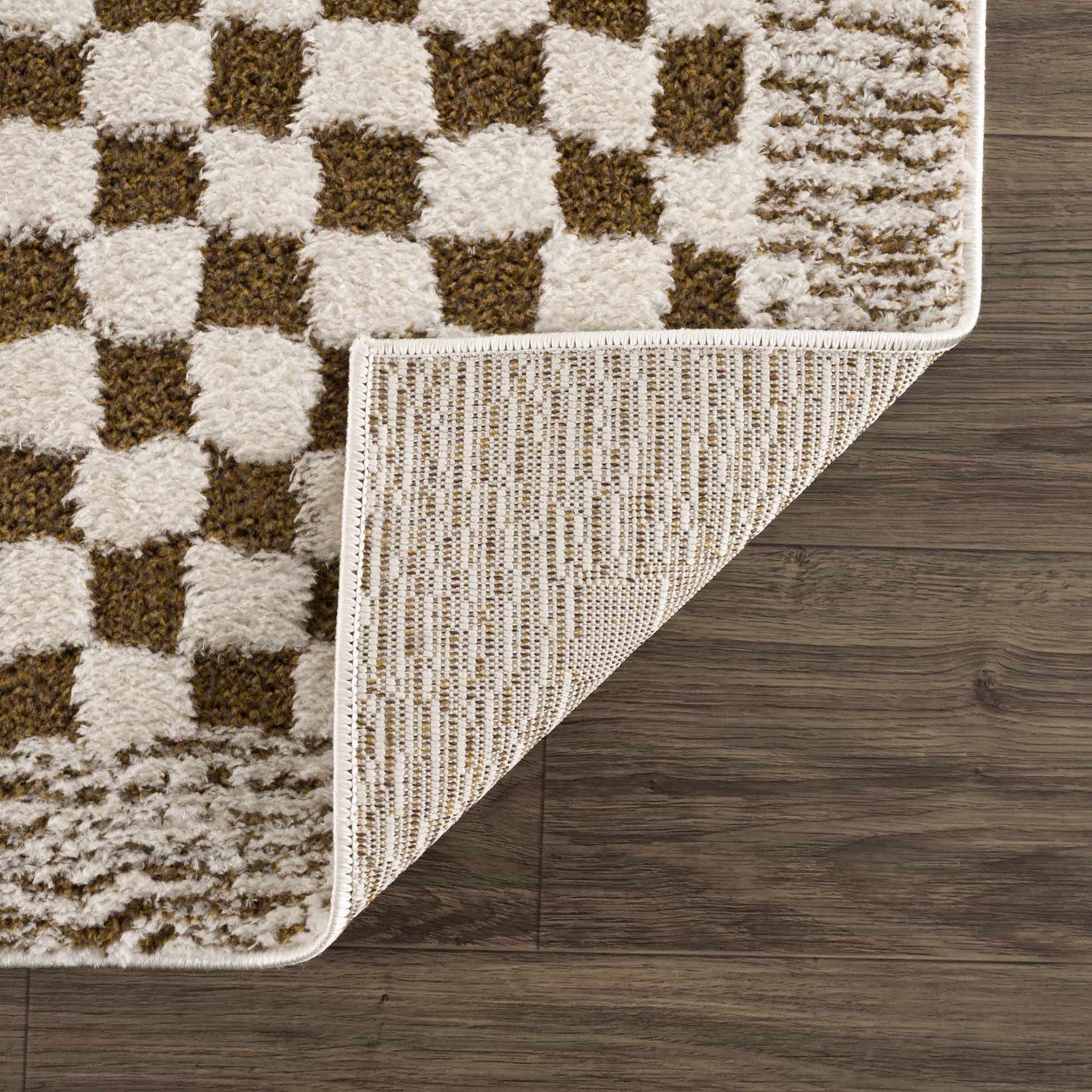 Leryn Brown Checkered Plush Rug - Quahog Bay Bedding