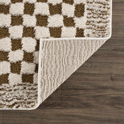 Leryn Brown Checkered Plush Rug - Quahog Bay Bedding