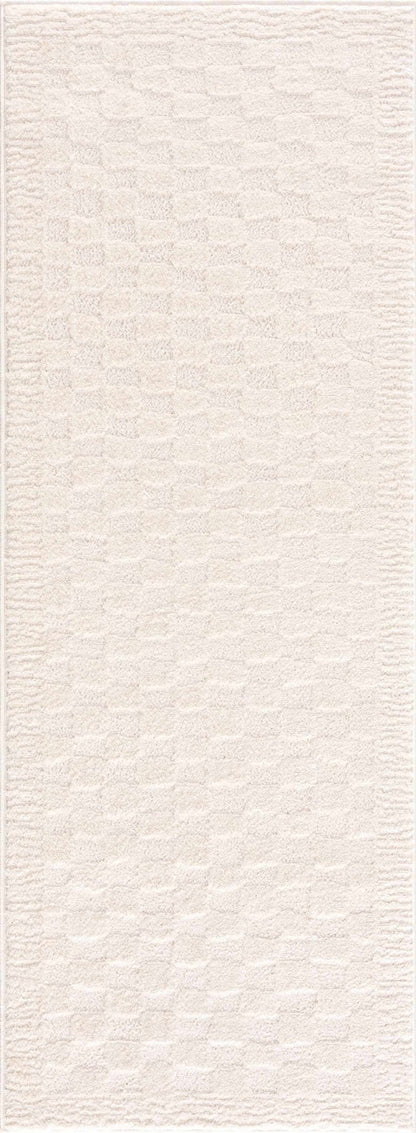 Leryn Ivory Checkered Area Rug - Quahog Bay Bedding