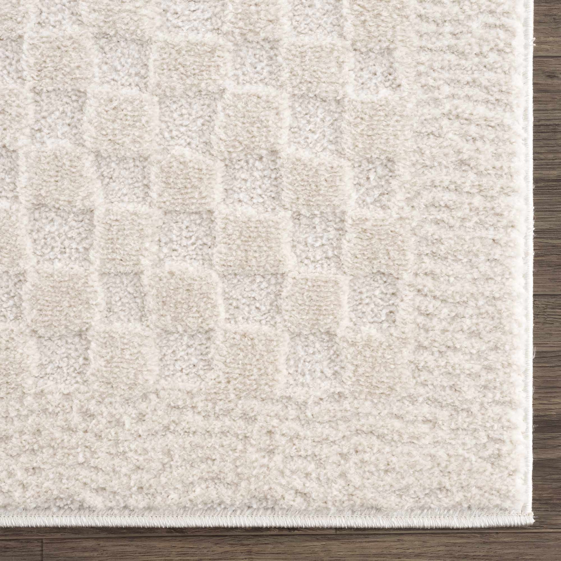 Leryn Ivory Checkered Area Rug - Quahog Bay Bedding