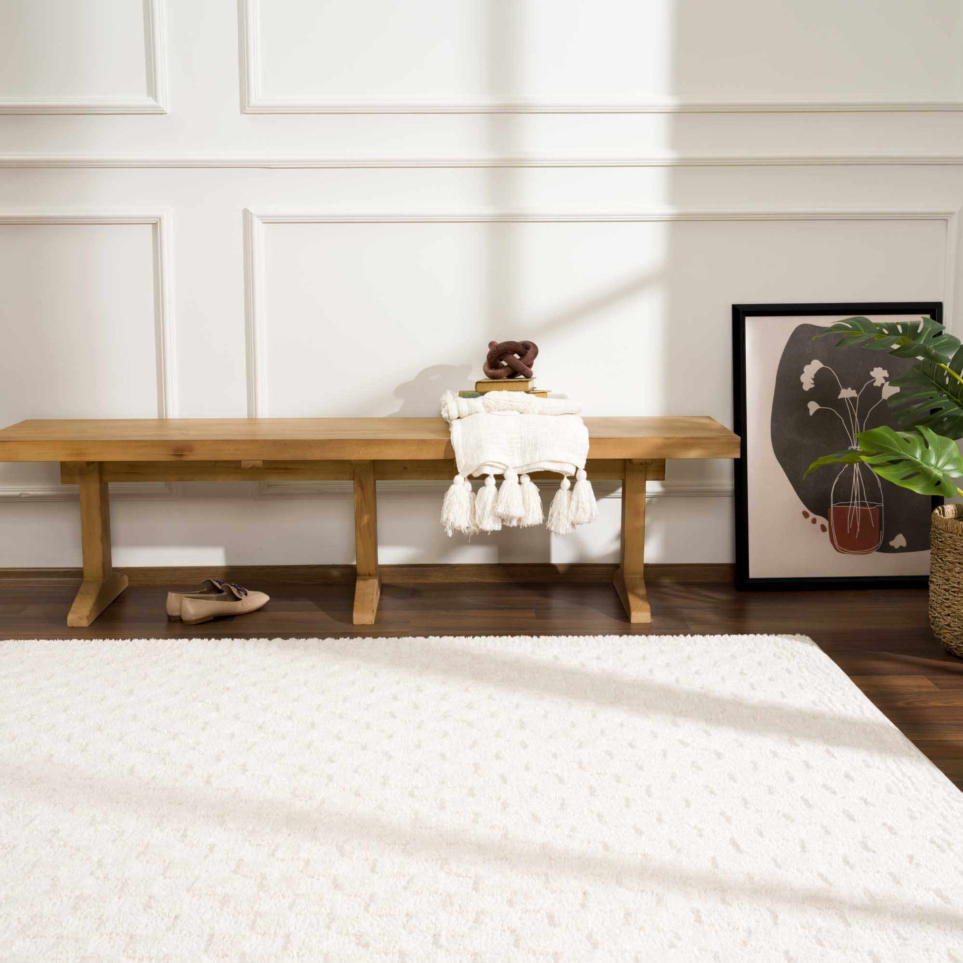 Leryn Ivory Checkered Area Rug - Quahog Bay Bedding