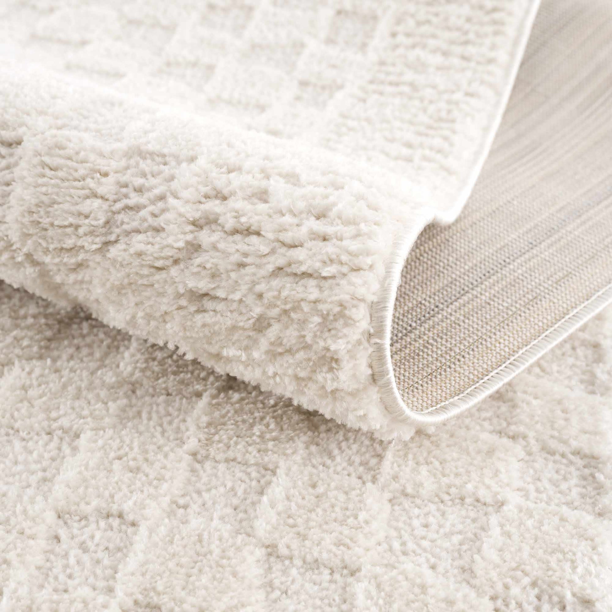 Leryn Ivory Checkered Area Rug - Quahog Bay Bedding