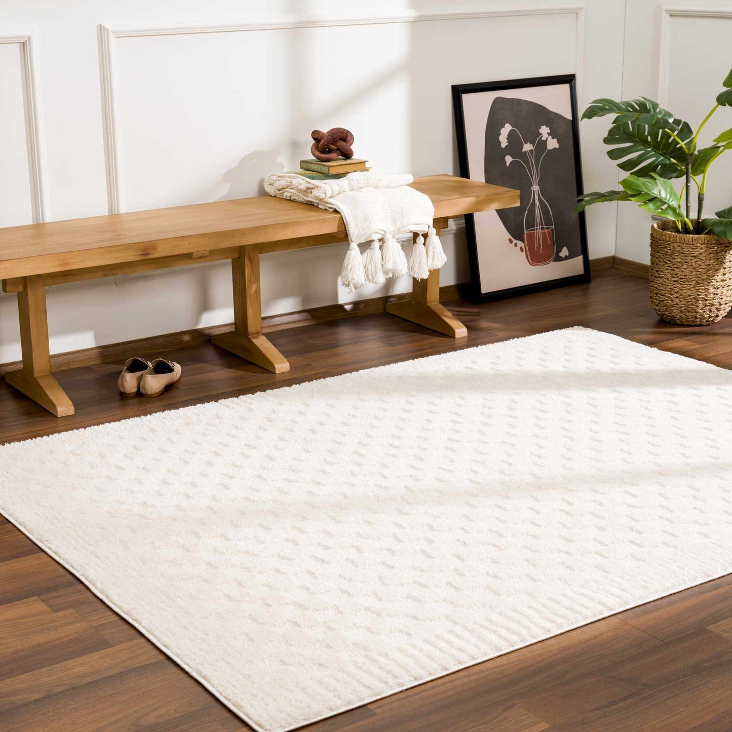Leryn Ivory Checkered Area Rug - Quahog Bay Bedding