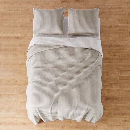 LevTex Beautiful Pom Pom Quilt Set - Natural - Quahog Bay Bedding