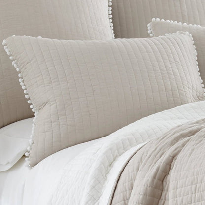 LevTex Beautiful Pom Pom Quilt Set - Natural - Quahog Bay Bedding