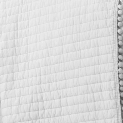 LevTex Beautiful Pom Pom Quilt Set - White - Quahog Bay Bedding