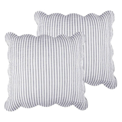 Levtex Martha Stripe Blue Euro Sham Set of 2 - Light Grey - Quahog Bay Bedding