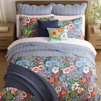 Levtex Martha Stripe Blue Euro Sham Set of 2 - Navy - Quahog Bay Bedding