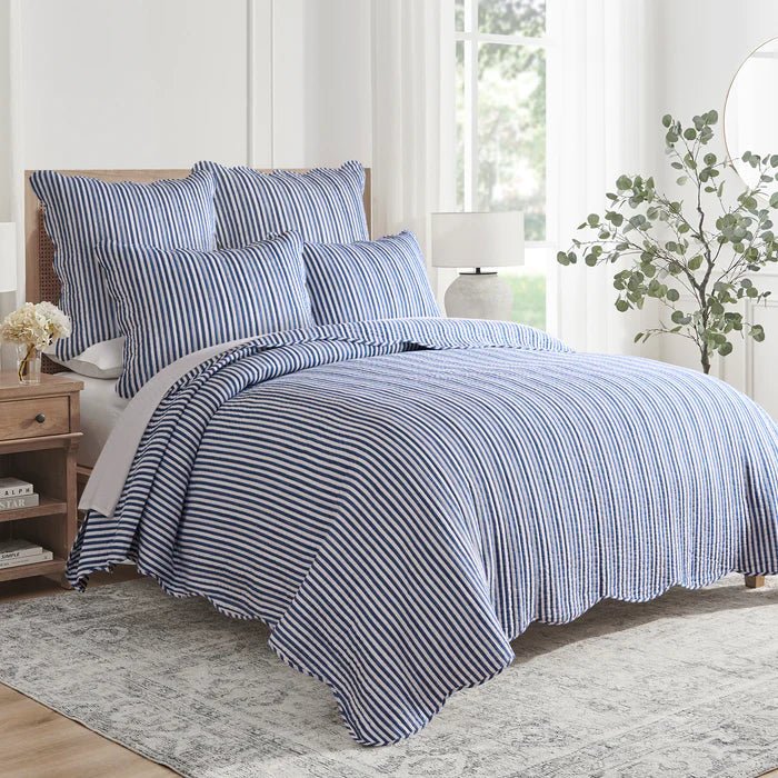 Levtex Martha Stripe Blue Euro Sham Set of 2 - Navy - Quahog Bay Bedding