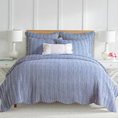 Levtex Martha Stripe Blue Euro Sham Set of 2 - Navy - Quahog Bay Bedding