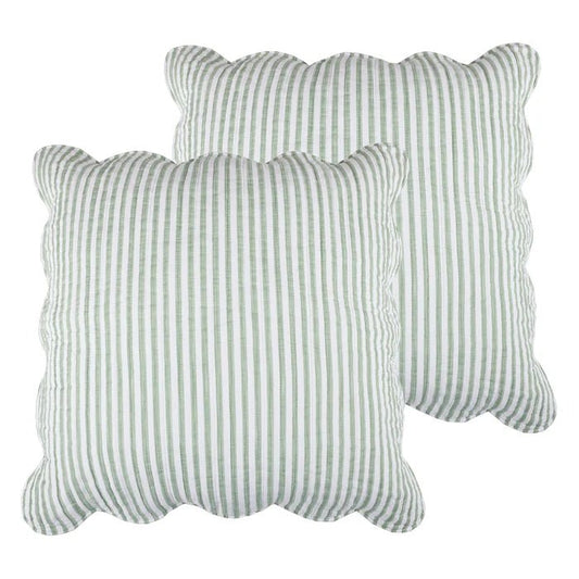 Levtex Martha Stripe Blue Euro Sham Set of 2 - Sage - Quahog Bay Bedding