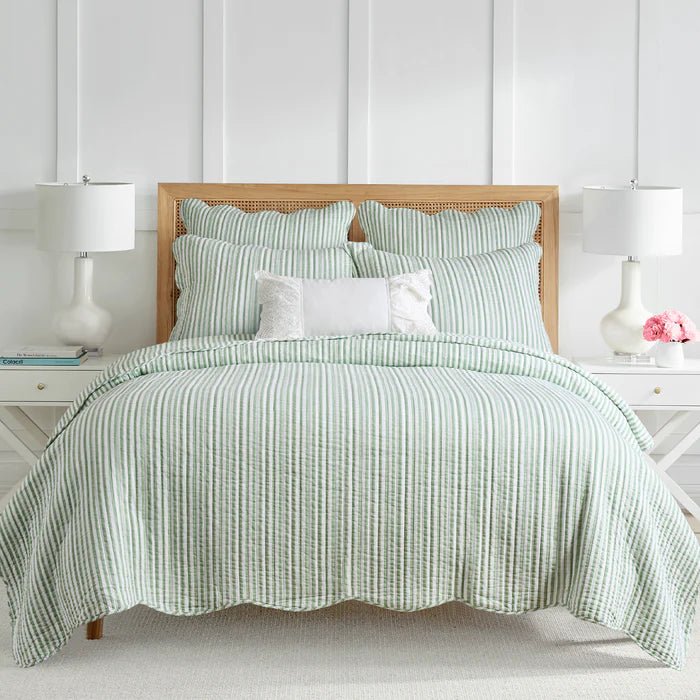 Levtex Martha Stripe Blue Euro Sham Set of 2 - Sage - Quahog Bay Bedding