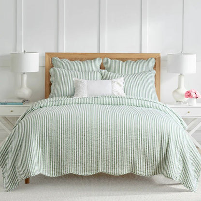 Levtex Martha Stripe Blue Euro Sham Set of 2 - Sage - Quahog Bay Bedding