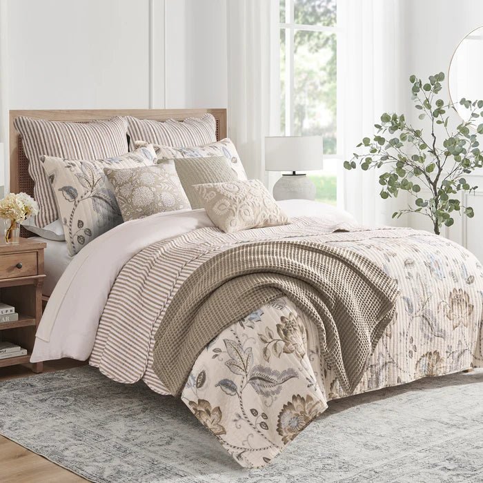 Levtex Martha Stripe Blue Euro Sham Set of 2 - Taupe - Quahog Bay Bedding