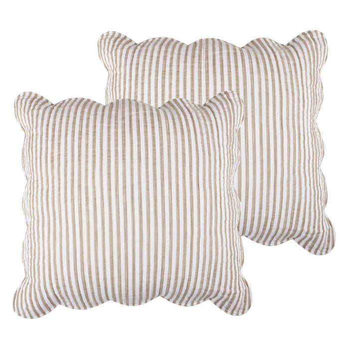 Levtex Martha Stripe Blue Euro Sham Set of 2 - Taupe - Quahog Bay Bedding
