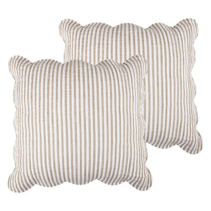 Levtex Martha Stripe Blue Euro Sham Set of 2 - Taupe - Quahog Bay Bedding