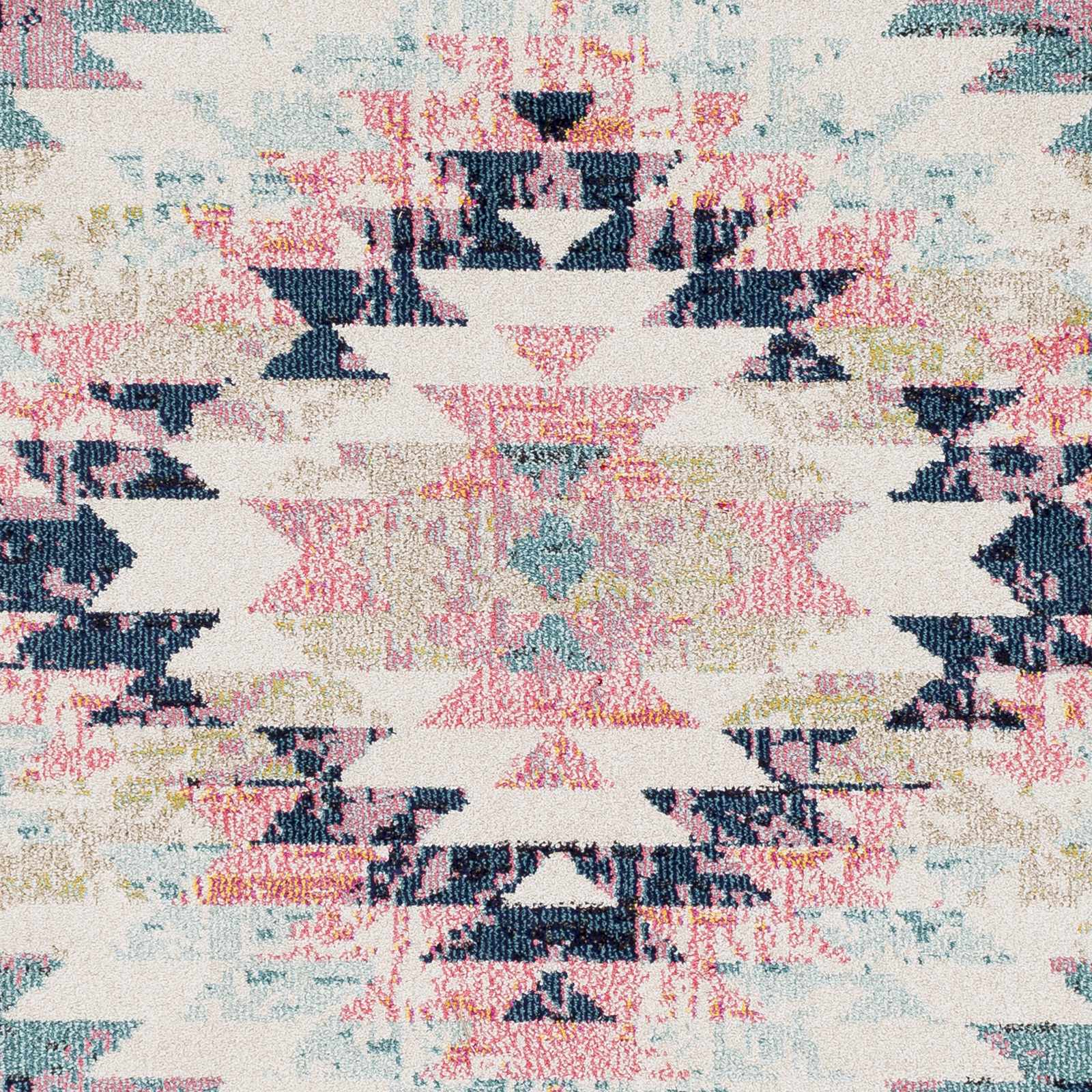 Lewisberry White, Aqua & Teal Area Rug - Southwestern Style - Quahog Bay Bedding