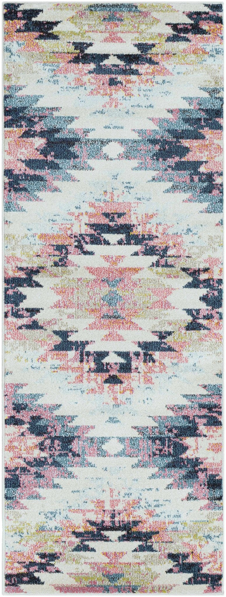 Lewisberry White, Aqua & Teal Area Rug - Southwestern Style - Quahog Bay Bedding