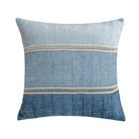 Lillian Pieced Chenille Pillow - Coastal Blue Accent Pillow - Quahog Bay Bedding
