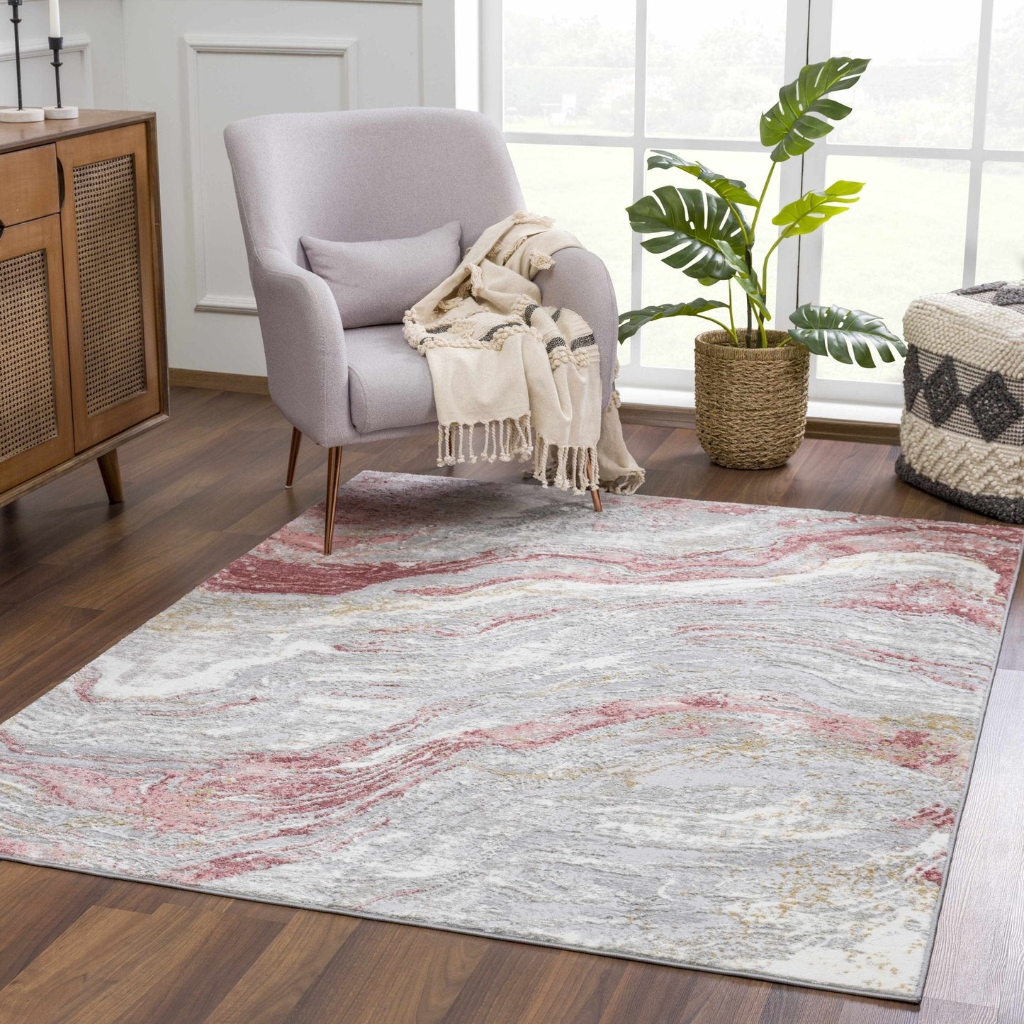 Lively Marble Pink Area Rug - Quahog Bay Bedding