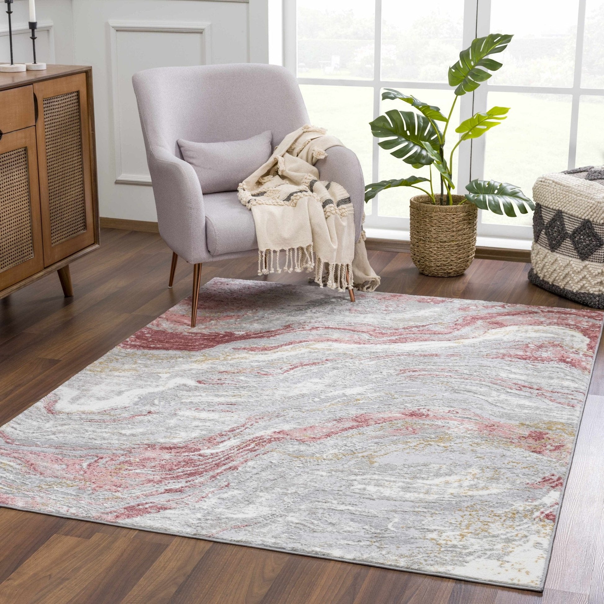 Lively Marble Pink Area Rug - Quahog Bay Bedding