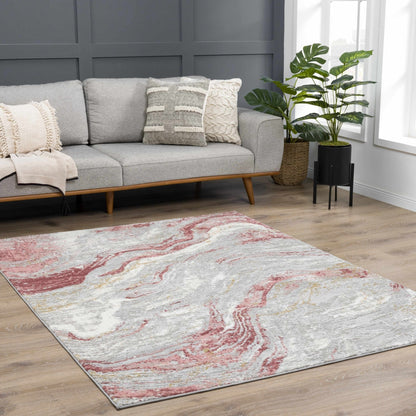 Lively Marble Pink Area Rug - Quahog Bay Bedding
